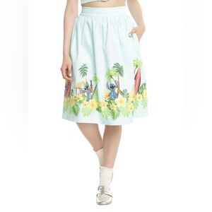 EUC Disney Lilo & Stitch Border Print Retro Circle Skirt. Size M